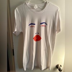 Abstract Graphic Face Print T-Shirt S NWOT